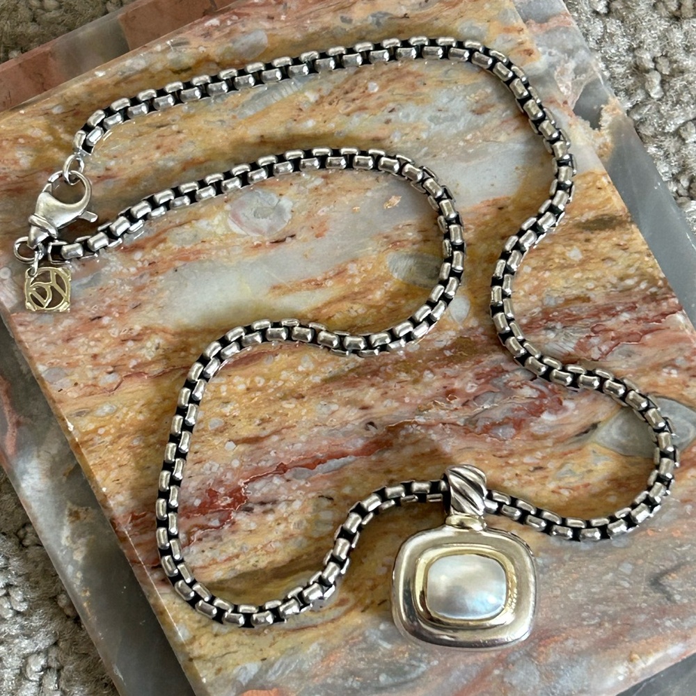 David Yurman Mabe Pearl Albion Pendant Necklace 925 & 14K Gold